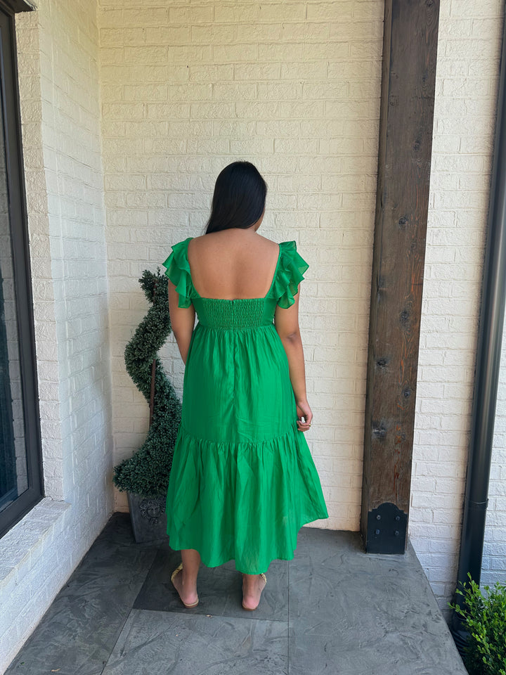 BTFL-life Kelly Green Ruffle Maxi