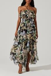 Elena Dress - Black White Floral