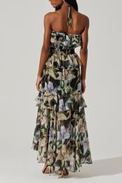 Elena Dress - Black White Floral