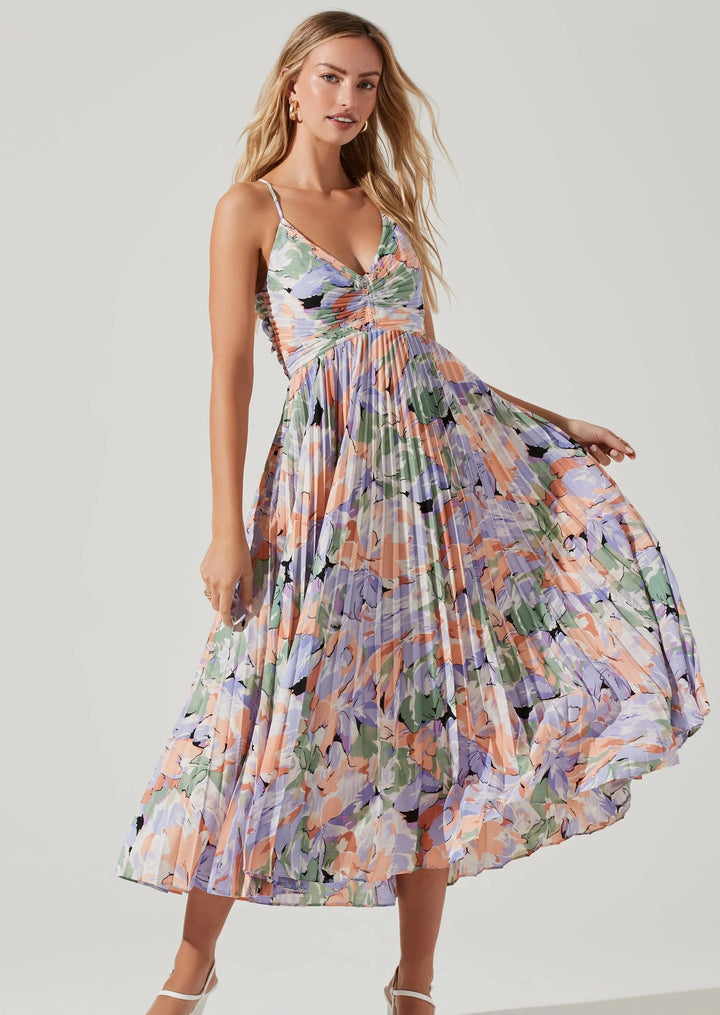 ASTR Blythe Dress- Coral Multi