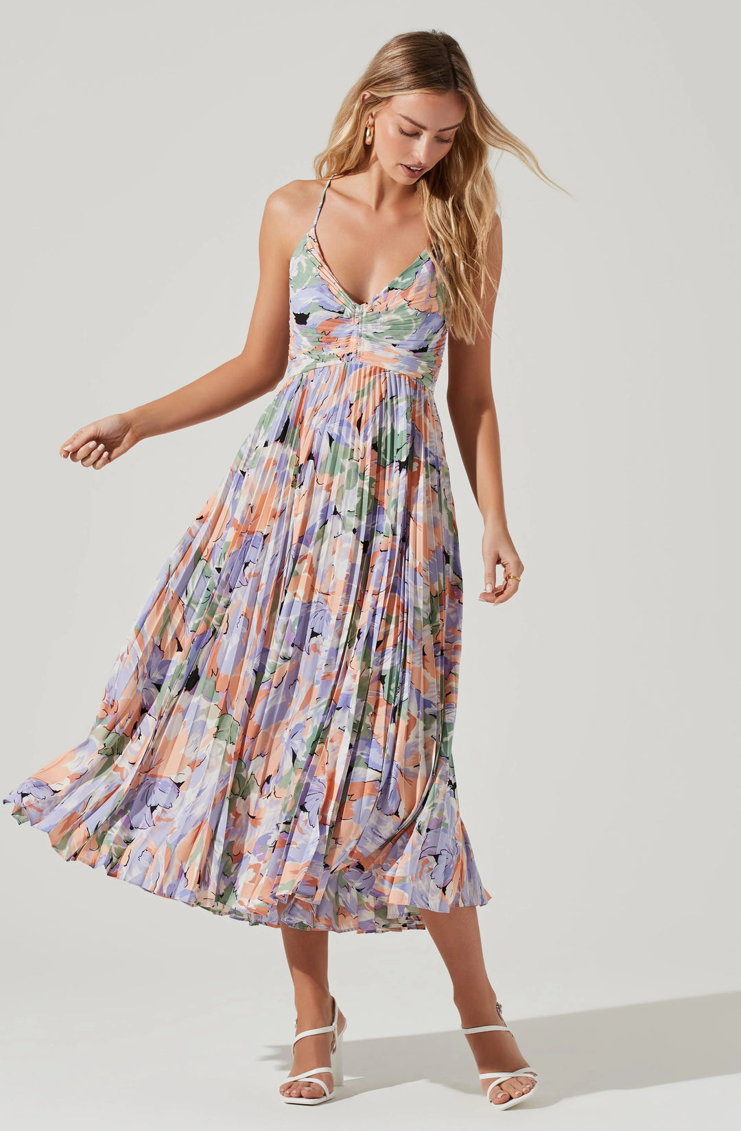 ASTR Blythe Dress- Coral Multi