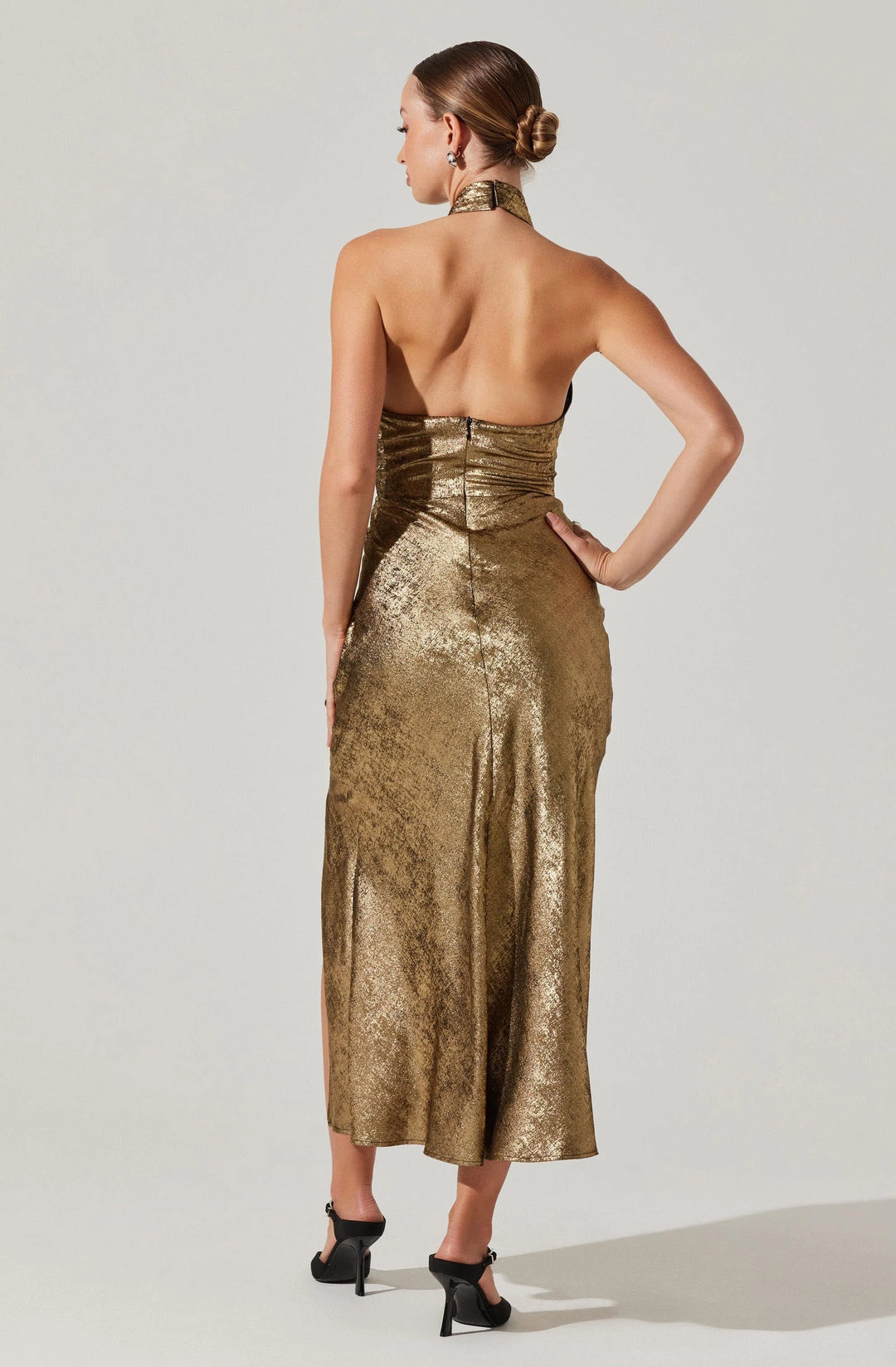 Marissa Halter Neck Midi-Gold