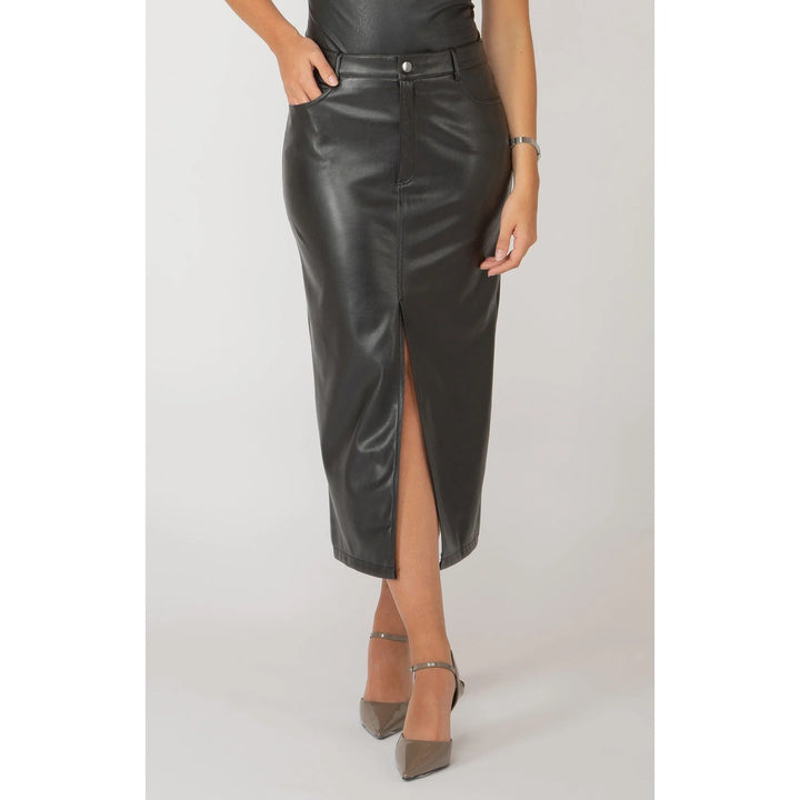 Faux Leather Midi Skirt