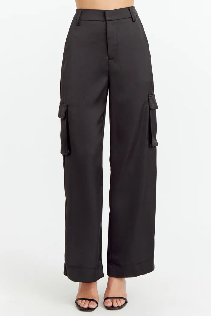 Karina Wide Leg Cargo Trouser- Black