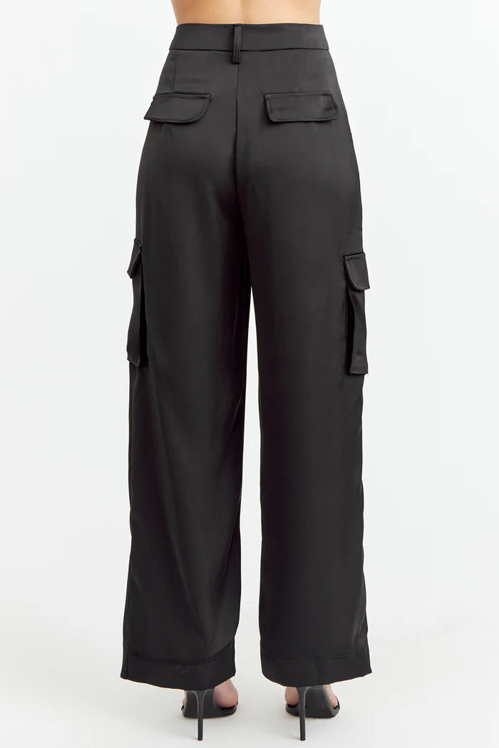 Karina Wide Leg Cargo Trouser- Black