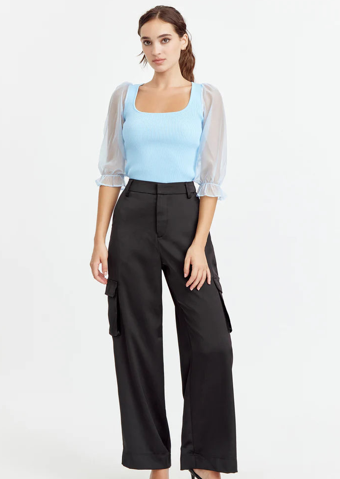 Karina Wide Leg Cargo Trouser- Black