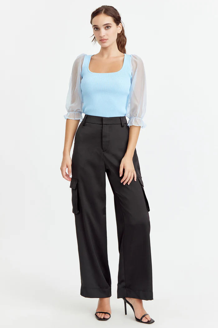 Karina Wide Leg Cargo Trouser- Black
