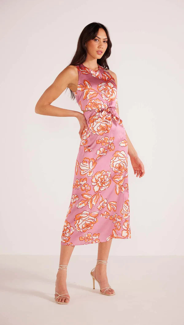 Mink Pink Mandevilla Tie Midi Dress