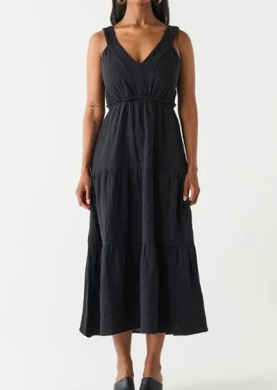 Cotton Midi Dress-Black