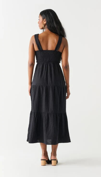 Cotton Midi Dress-Black