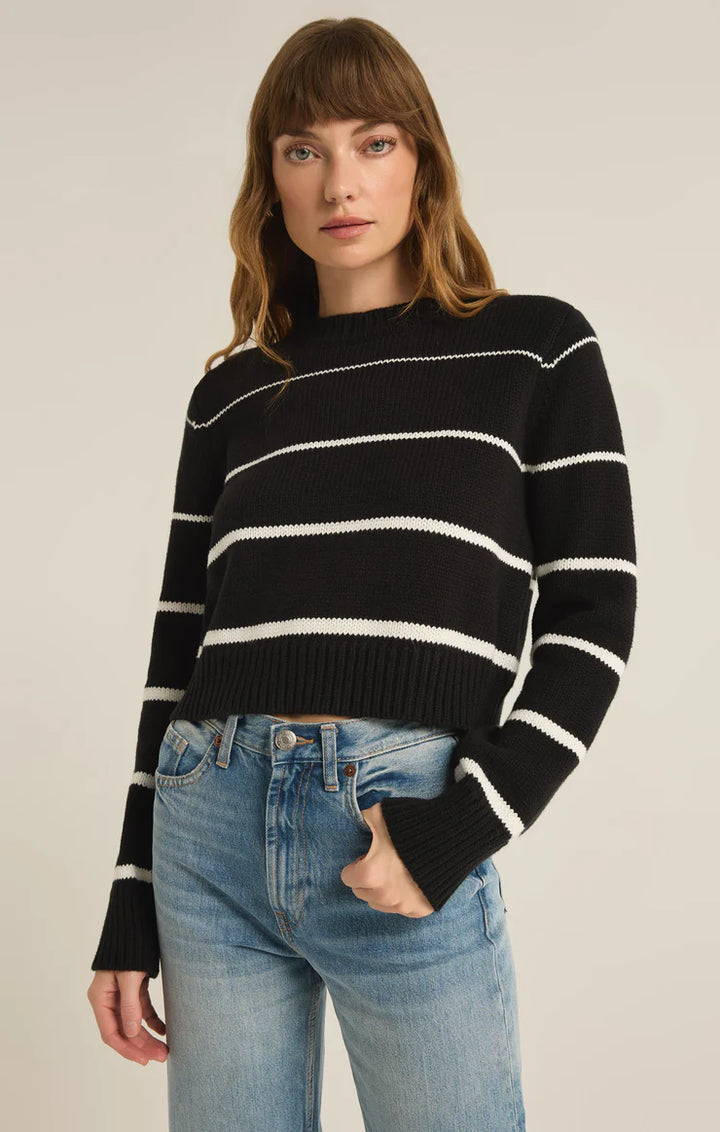 Milan Stripe Sweater - Black